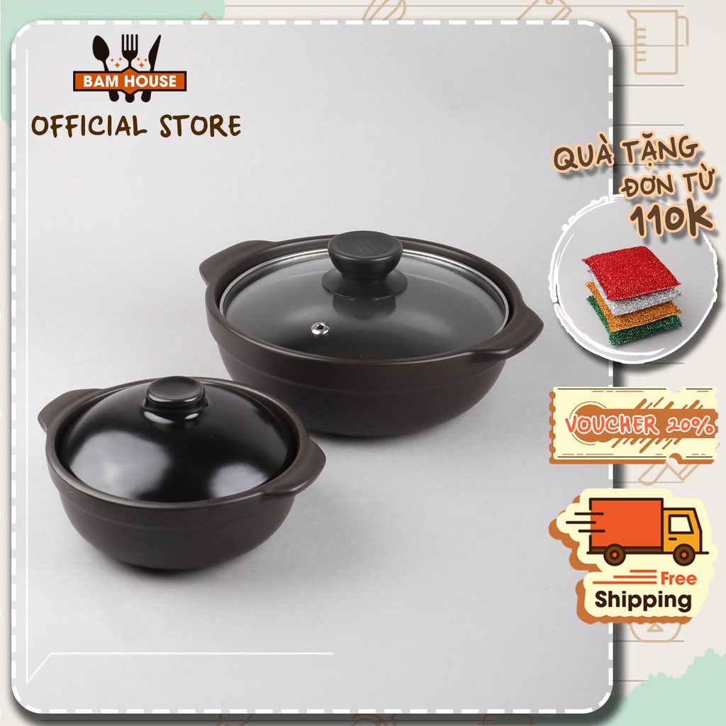 Nồi đất tráng men kho thịt cá Bam House dung tích 1L2 bền chắc cao cấp ND01 – Fuki24