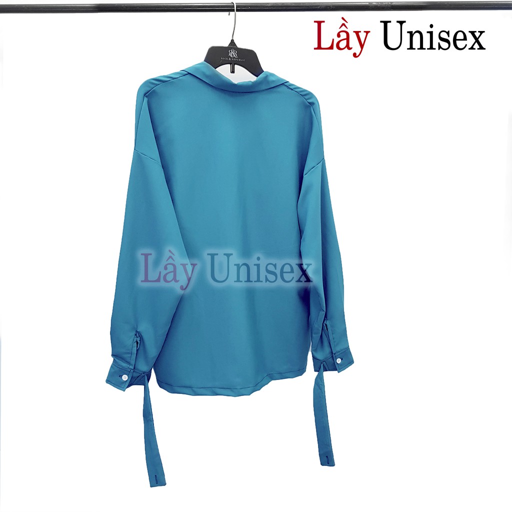 Áo sơ mi nam bigsize form rộng cổ vest tay cách điệu xanh | BigBuy360 - bigbuy360.vn