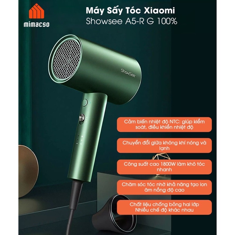 Máy sấy tóc bổ sung ion âm XIAOMI SHOWSEE A5 mẫu mới nhất 1800W