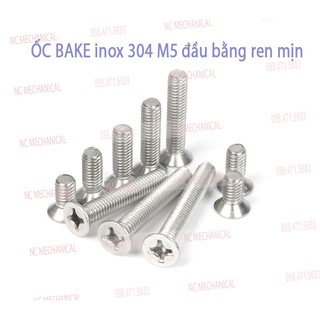 [SIÊU RẺ] ỐC BAKE inox 304  M5 đầu bằng lỗ chữ thập ren mịn