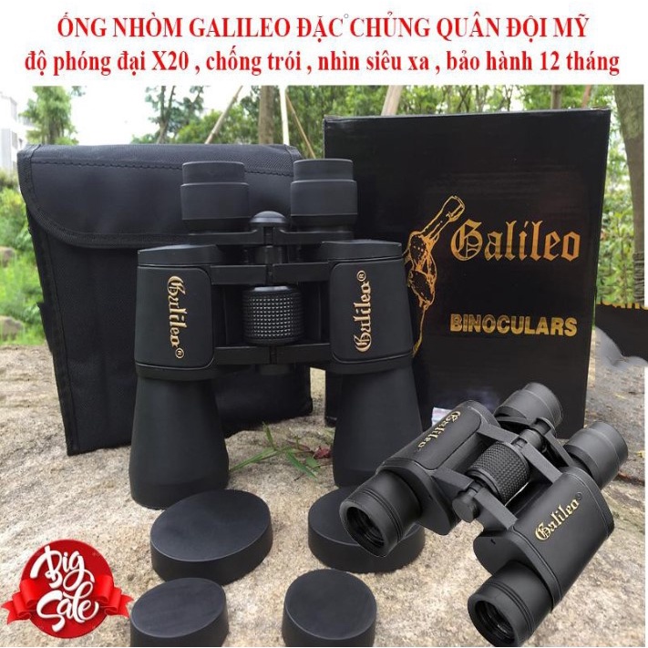 Ống nhòm 2 mắt, Ống nhòm quân sự Galilleo độ phóng đại lên đến 20 lần, cho ảnh nhìn chân thật sắc nét - Siêu sale