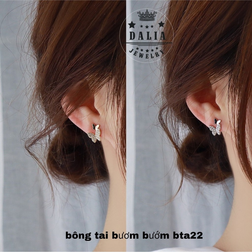 Bông tai bướm bạc thật 925 DaLiA Jewelry khuyên tai bạc nạm đá sáng lấp lánh