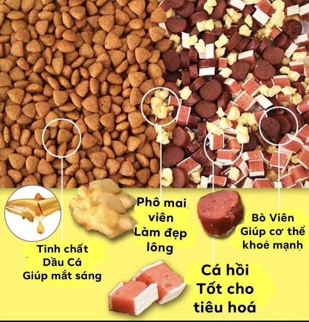 Hạt Trộn Phô Mai, Bò, Cá Hồi Cho Chó Pet Captain