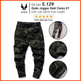 Quần Jogger Kaki Camo ANFA Nam Hàn Quốc Cạp Thun Túi Hộp Cao Cấp Size 40-85kg Màu Rêu, Xanh JC01