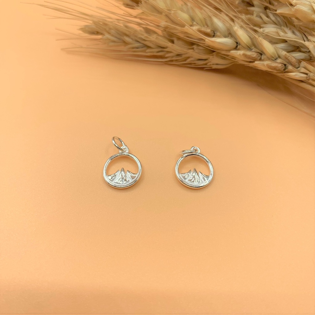 Charm móc treo tròn hình núi trong khung tròn - Charm Bạc 925 - Mã CA521 CB721