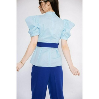 Áo peplum cổ V đắp tà