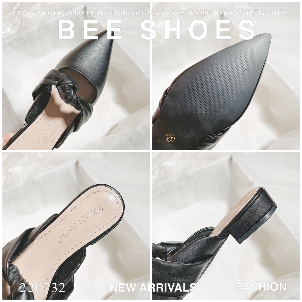 SỤC NỮ BEESHOES MŨI NHỌN - SỤC NỮ GÓT TRỤ 3P SẴN MÀU ĐEN - KEM 220732