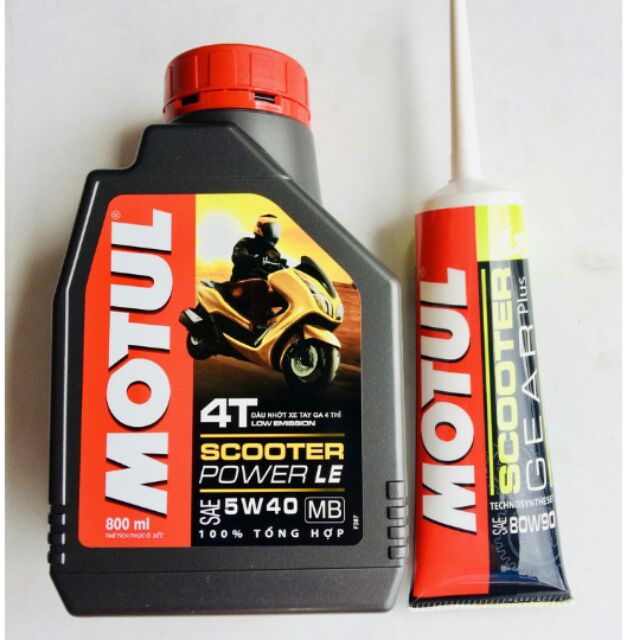 Nhớt Cao Cấp Cho Xe Tay Ga Đời Mới Motul Scooter Power LE 5W40 800ml Tặng Nhớt Hộp Số Motul Gear 80W90