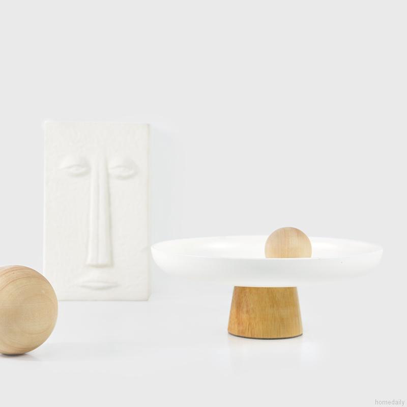 Khay gỗ tròn đựng trái cây/rau củ quả để bàn đơn giản