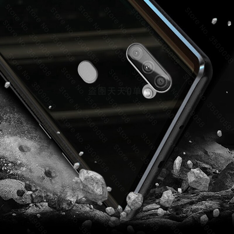 Ốp điện thoại kính cường lực 2 mặt nắp lật kim loại từ tính 360 độ cho Samsung Galaxy A11 M11