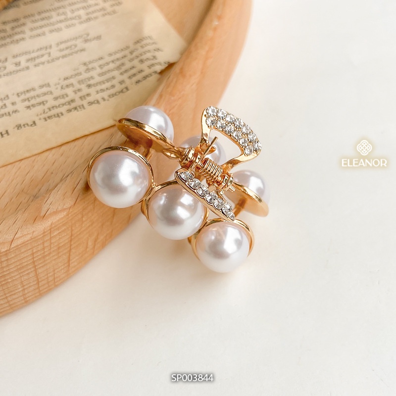 Kẹp tóc nữ mini Eleanor Accessories ba răng đính đá ngọc trai nhân tạo phụ kiện tóc 3844