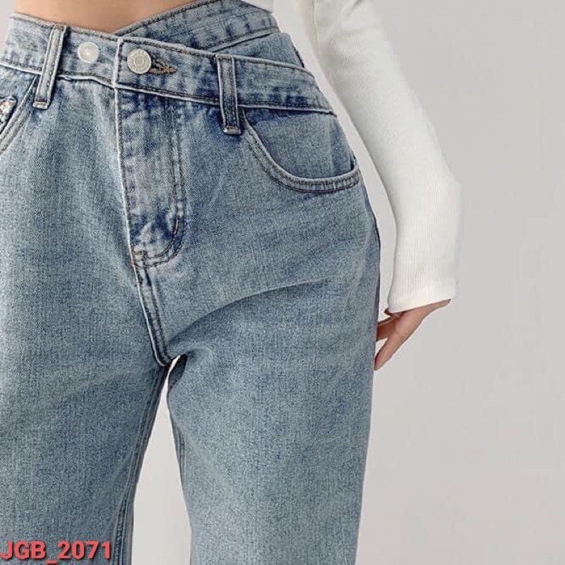 [BÁN SỈ] Quần JEANS Bò Ống Rộng Nữ Cạp Chéo Chất Bò Mềm