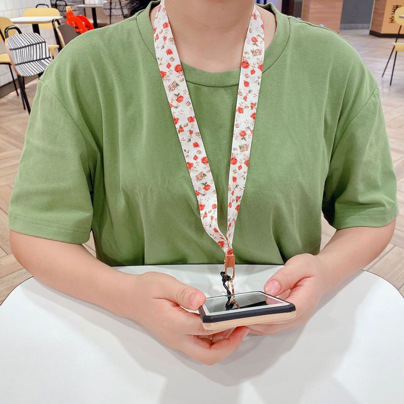 Mobile Ốp Điện Thoại Họa Tiết Hoa Kèm Dây Đeo Phong Cách Nhật Hàn