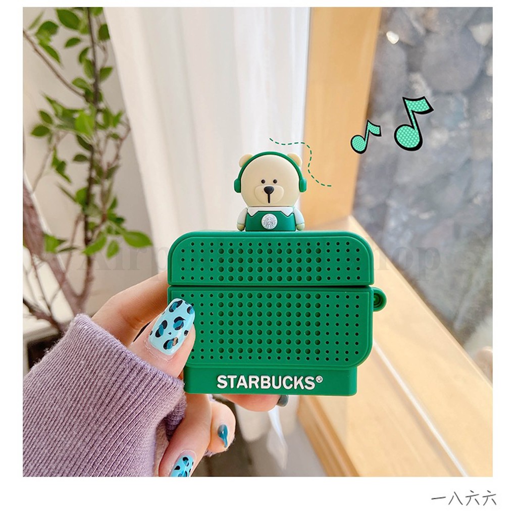 [Hàng loại 1] Ốp case Airpods 1/2, Airpods Pro loa gấu Starbucks silicon cao cấp