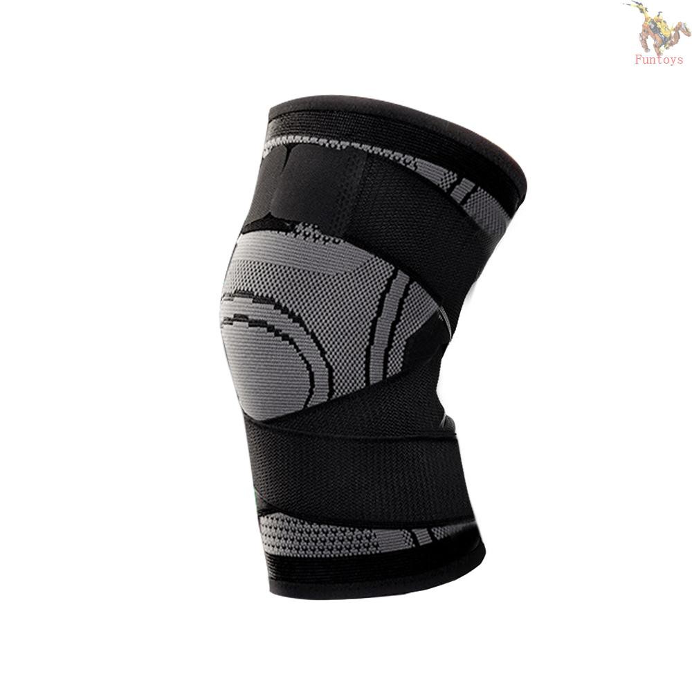 FUNTOYS 1PC Knee Support Professional Protectives Sports Knee Pad Breathable Bandage Black+grey XL