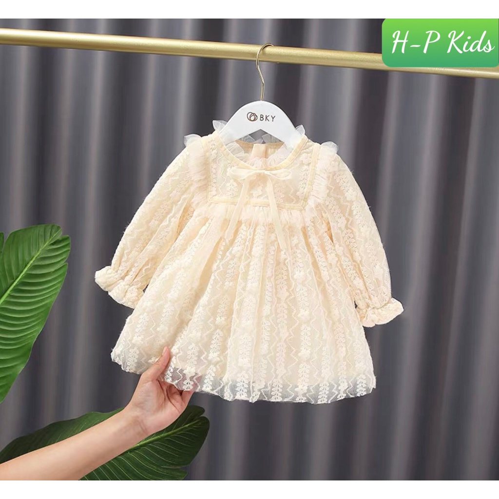 [QUÀ TẶNG79K] Váy thu dài tay cho bé, đầm cho bé gái họa tiết xinh xắn 8-18kg - V036