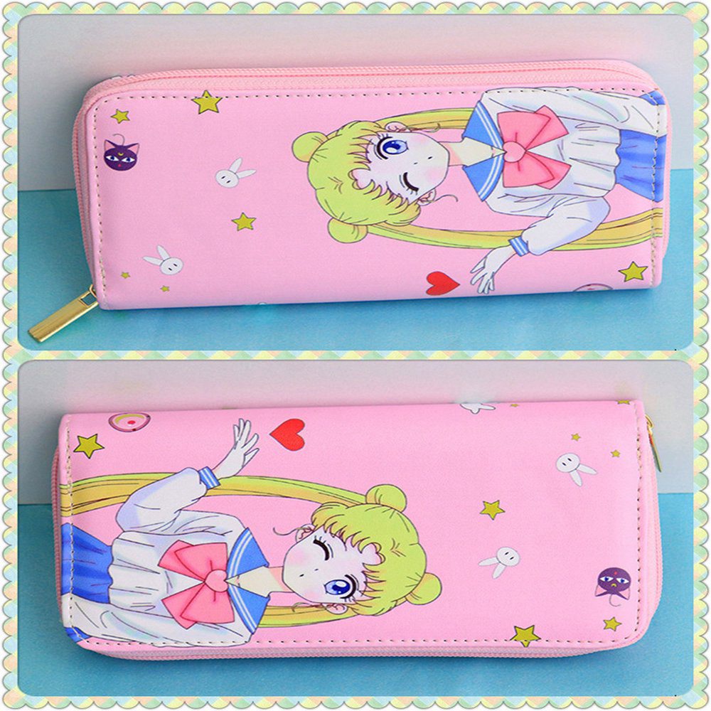 Sailor Moon Ví Dài Cầm Tay Có Khóa Kéo In Hình Thủy Thủ Mặt Trăng Cho Nữ