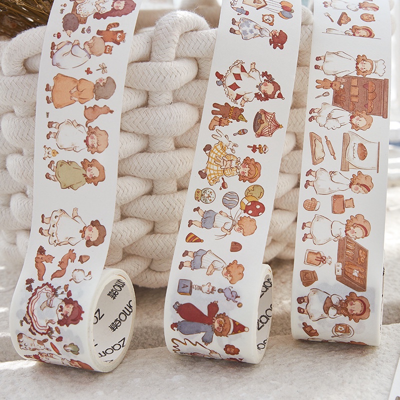 Băng Keo Washi Họa Tiết Hoạt Hình Dễ Thương Trang Trí Sổ Tay/Nhật Ký DIY