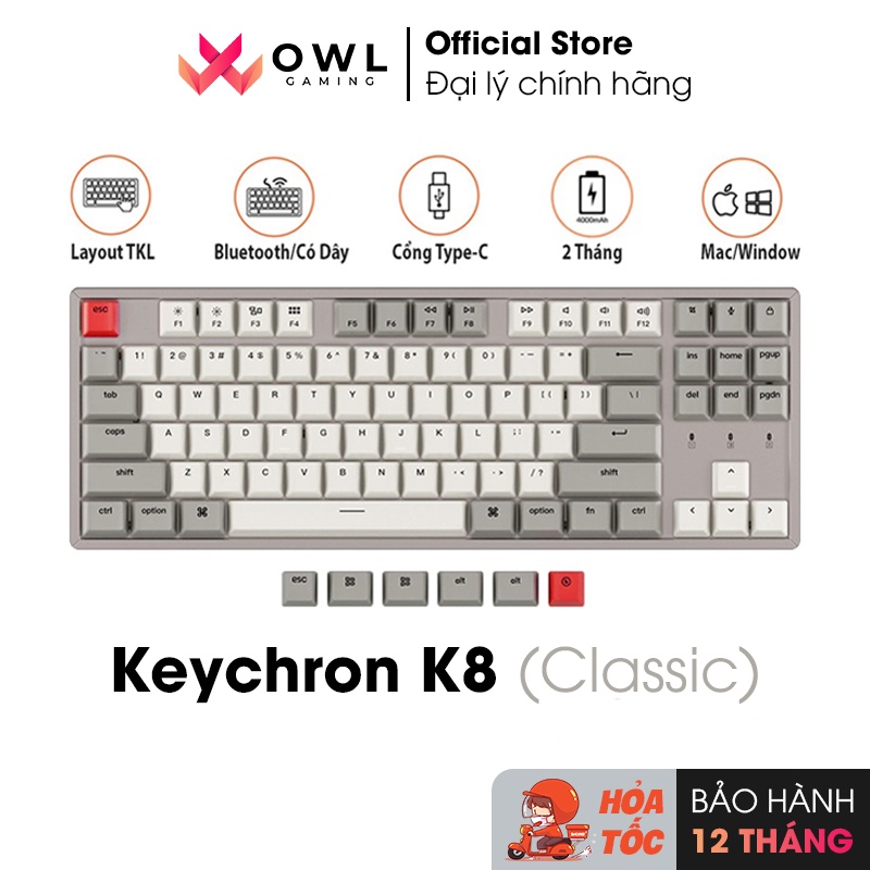 Bàn phím cơ Keychron K8 (Retro) (Hàng chính hãng)