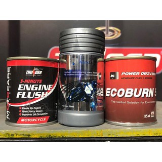 Combo chăm sóc động cơ xe máy: Ecoburn 5+ - Engine Flush - Nanolub