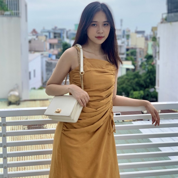 Váy Đầm Ôm Body Nữ 2 Dây Rút Eo Quyến Rũ Tôn Dáng Kiểu Mới