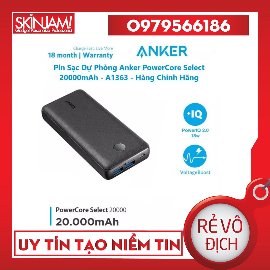 [ AnkerVN ] Pin Sạc Dự Phòng Anker PowerCore Select 20000mAh - anker A1363 - Hàng Chính Hãng Bảo hành 24 tháng