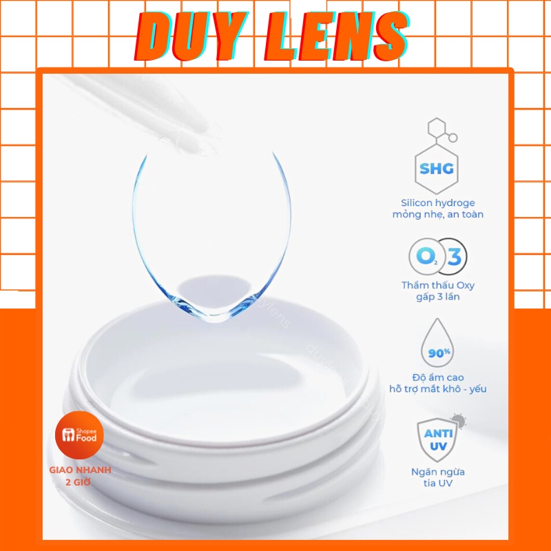 Lens mắt cận trong suốt - Kính áp tròng cận không màu hạn 1 năm