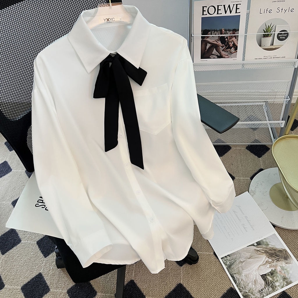 Áo Sơ Mi Trắng Dáng Rộng Phong Cách Cổ Điển Thời Trang Mùa Thu Mới Cho Nữ
