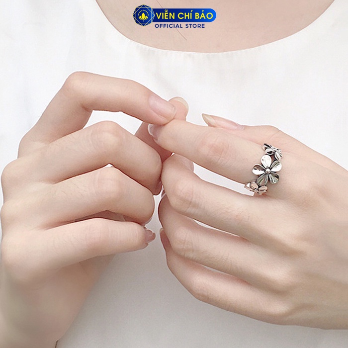 Nhẫn bạc nữ Doris Flower hình hoa free size bạc Thái 925 thời trang phụ kiện trang sức nữ Viễn Chí Bảo N000400