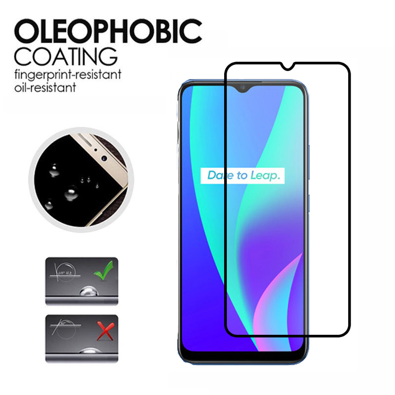 Realme C15 Tempered Glass Full Coverage Glass Film For Realme 6 5 X2 Pro C12 X3 XT 5i 6i 5s C3 C11 Screen Protector and Camera Lens Glass Protector