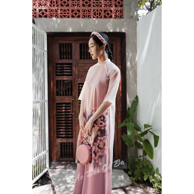 Áo Dài Cách Tân VinTage Cô Gái Hồng( Gồm Áo + Quần) | BigBuy360 - bigbuy360.vn