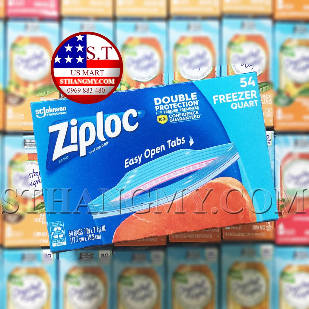 Túi zip dùng ngăn mát + đông đựng thực phẩm Ziploc size vừa + lớn