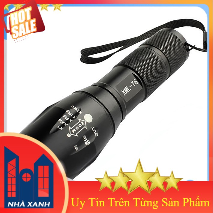 Đèn Pin Led Siêu Sáng SML - T6 Cao Cấp, Hợp Kim Thép Chống Nước, Pin Có Thể Sạc, Hàng Loại 1 Kèm Sạc - Shop Nhà Xanh