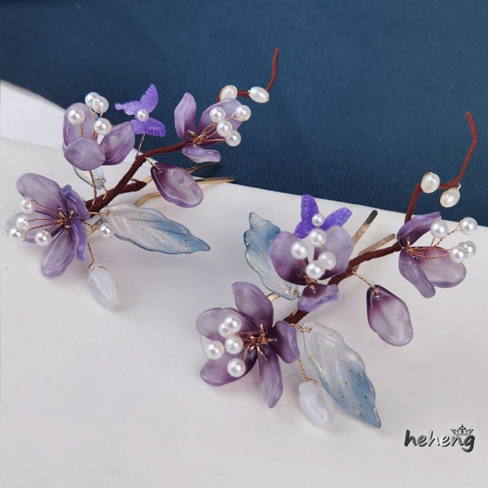 Nĩa Cài Tóc Đính Ngọc Trai Nhân Tạo Màu Sắc Retro