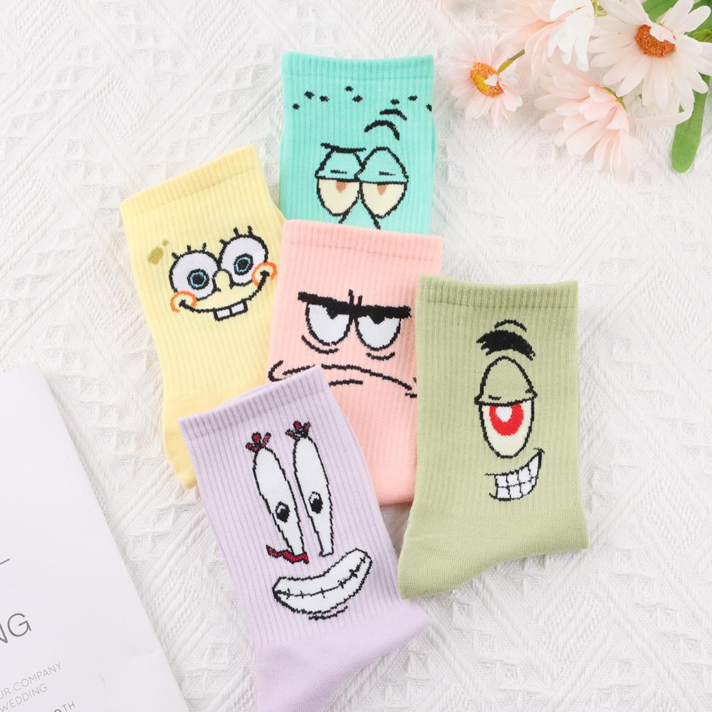 EUCA Vớ Co Giãn Họa Tiết Hoạt Hình Spongebob Bảo Vệ Lạnh Cho Nữ