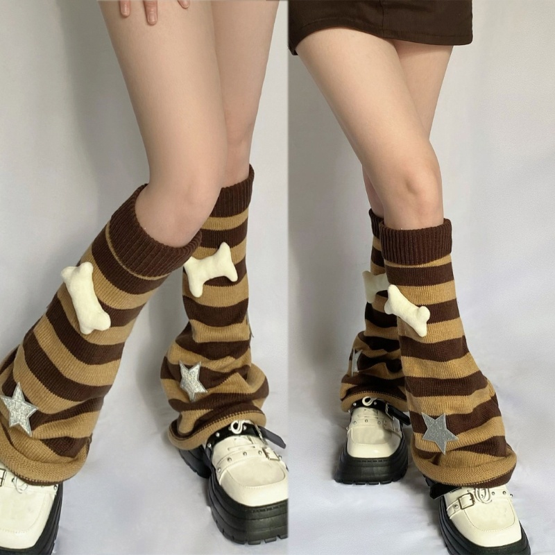 Tất Dệt Kim Dáng Dài Qua Gối Họa Tiết Kẻ Sọc Đáng Yêu Cho Bạn Gái