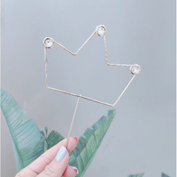 Thanh kim loại nhiều kiểu dáng kết hợp đính hạt đá, phụ kiện trang trí bánh, bàn học