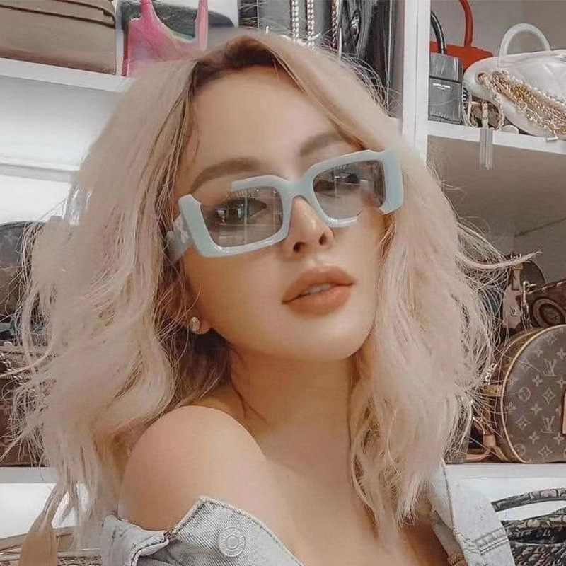 Kính Mát Hình Chữ Nhật Màu Sắc Kẹo Ngọt Phong Cách Retro Phương Tây Cho Nữ