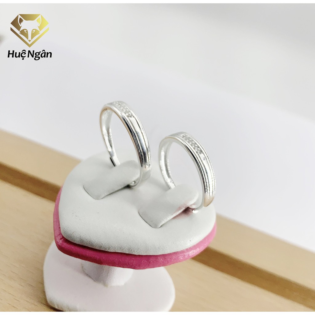 Nhẫn đôi bạc Ý 925 Huệ Ngân - Đính Đá yêu thương RR1785