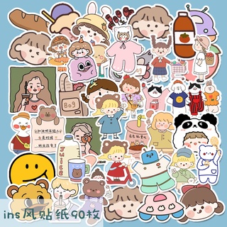 Bộ 90 hình dán trang trí sổ tay hình hoạt hình đáng yêu