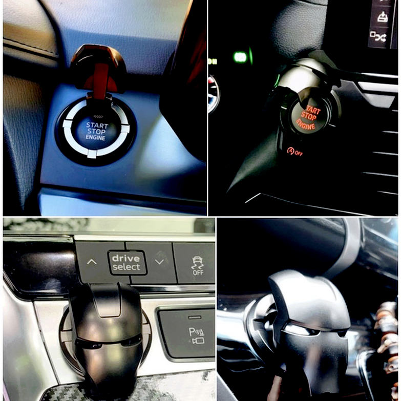 Nắp dán bảo vệ nút bấm khởi động xe hơi bằng kim loại hình Iron Man /Tiga Ultraman/Batman #yjteam67