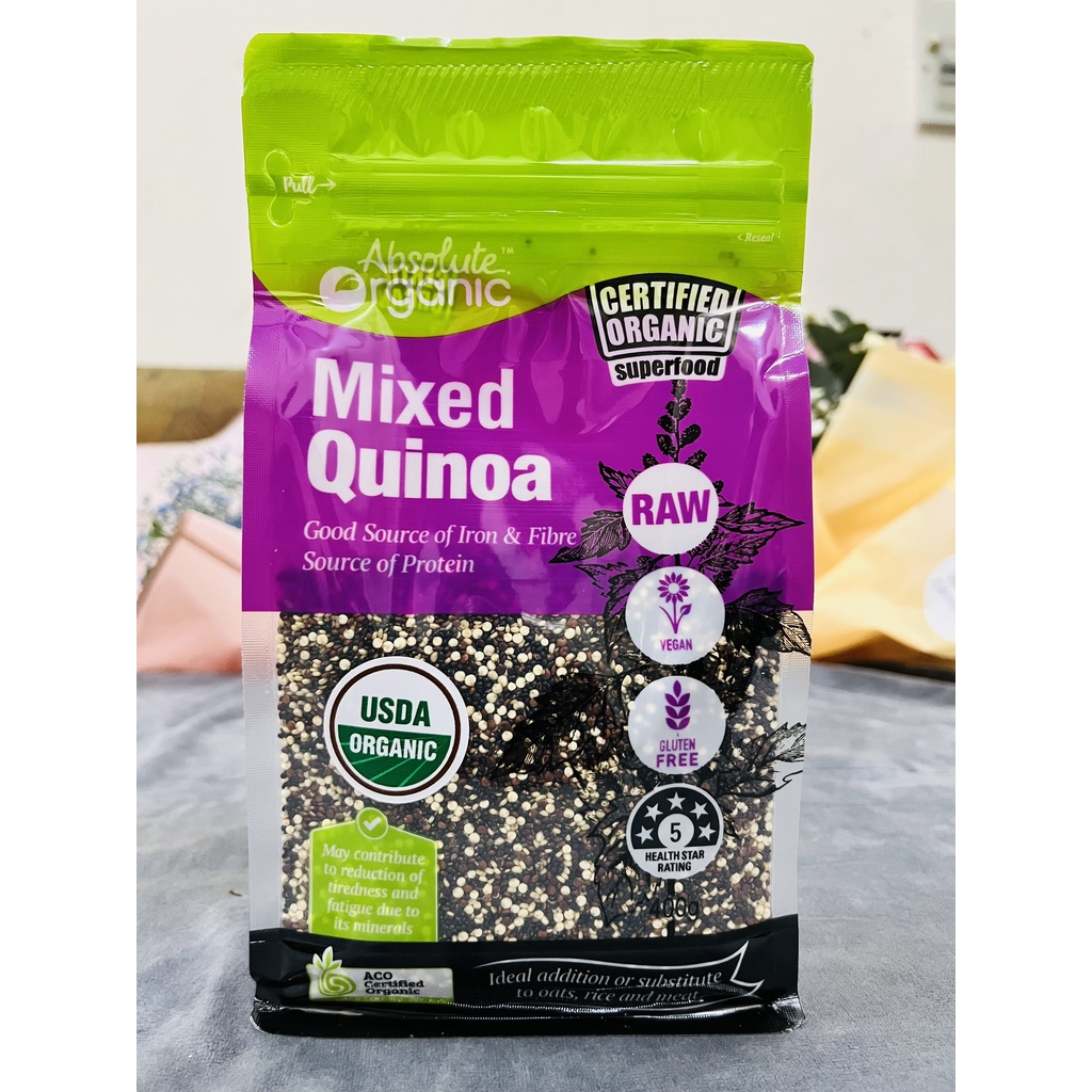 [Absolute Organic] Quinoa diêm mạch 3 màu, yến mạch tươi 100% organic nhập Úc