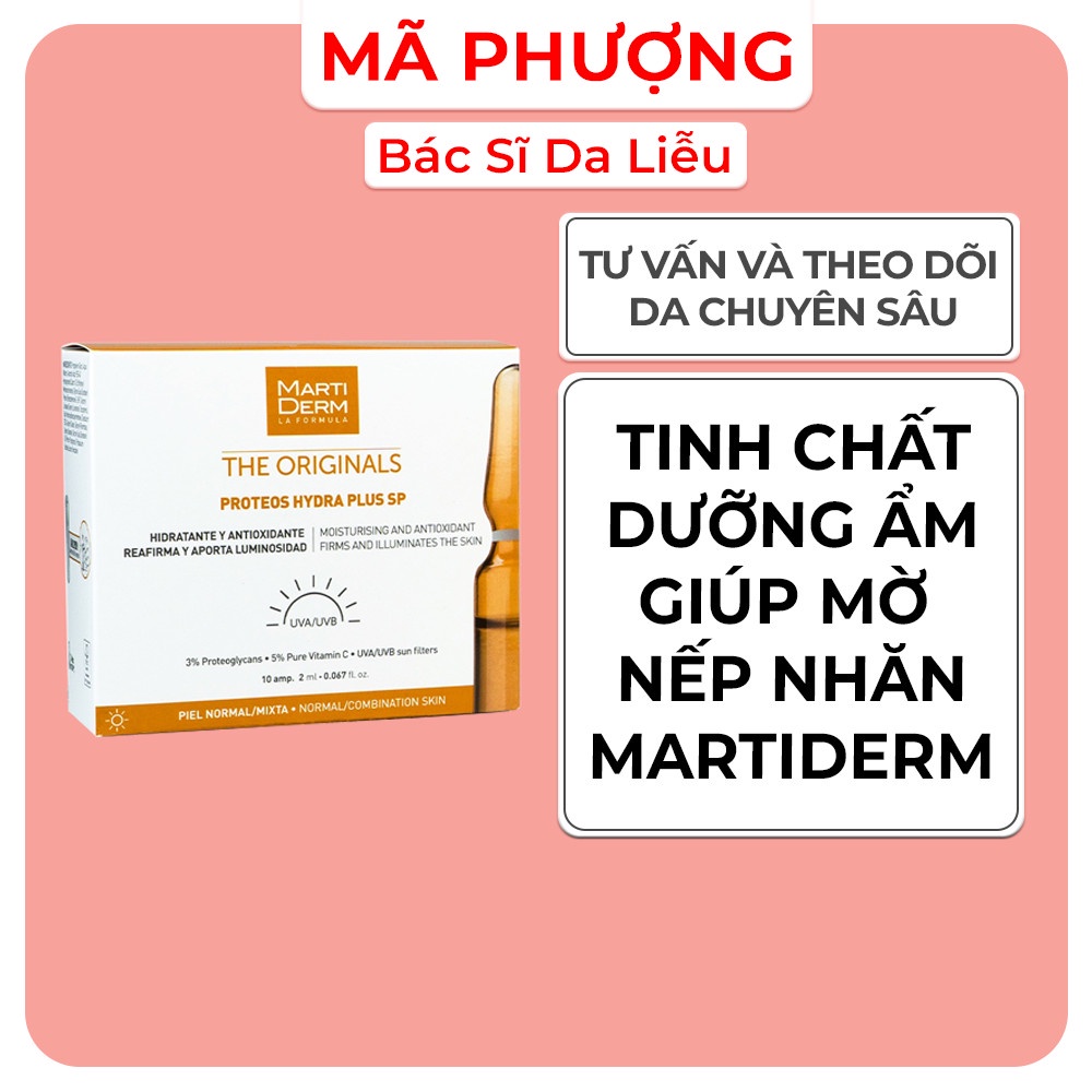 Tinh chất Ampoule dưỡng ẩm và ngừa lão hóa da Martiderm The Original Proteos Hydra Plus Sp Vàng  Date 9/2024