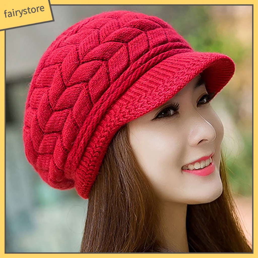 Mũ Beret Dệt Kim Màu Trơn Thời Trang Mùa Đông Cho Nữ
