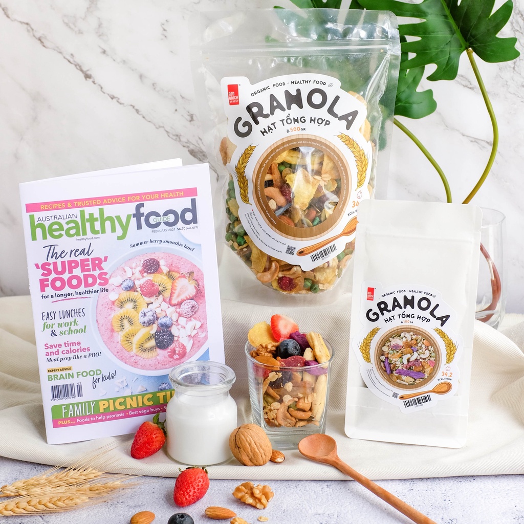 Granola Siêu Hạt Mix 11 Loại Hạt Thương Hiệu Gạch Đỏ 500G, Ngũ Cốc Giảm Cân Chuẩn Ăn Kiêng