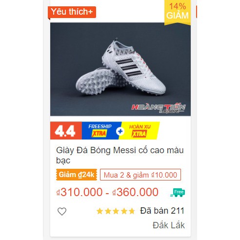 Sale Giày Đá Bóng Cổ Cao Messi trắng đỏ (size 43)