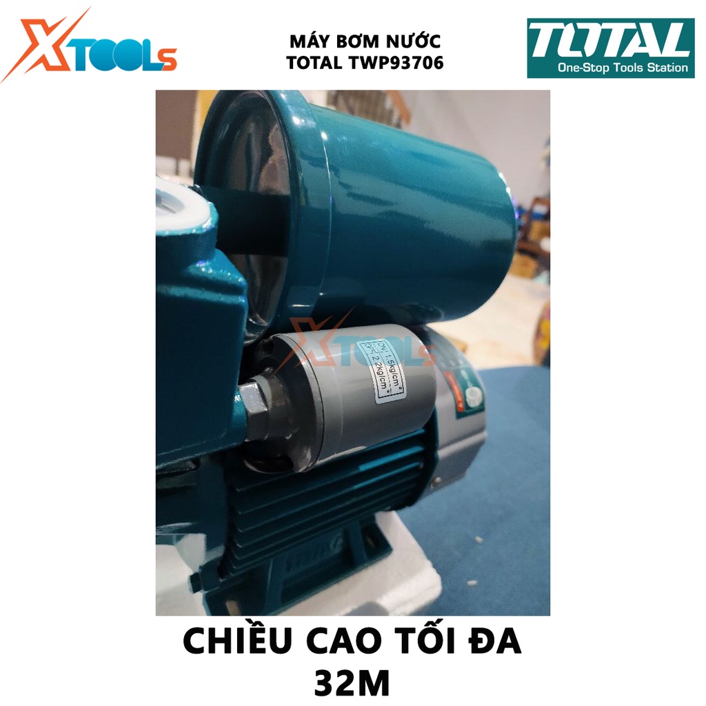 Máy bơm nước 370W Total TWP93706 - máy bơm nước động tự mồi, mô tơ dây đồng, cánh quạt nước bằng đồng, độ hút tối đa 8m,