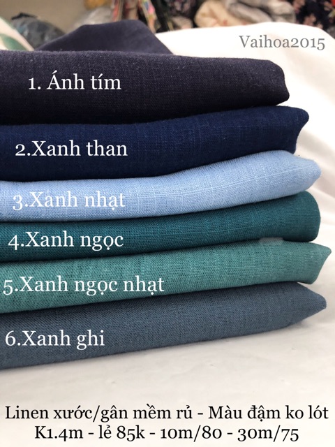 Linen Xước gân mềm rủ { MÀU CHUẨN } – Thêu tay, quần áo, chăn ga gối, rèm cửa, phông chụp ảnh