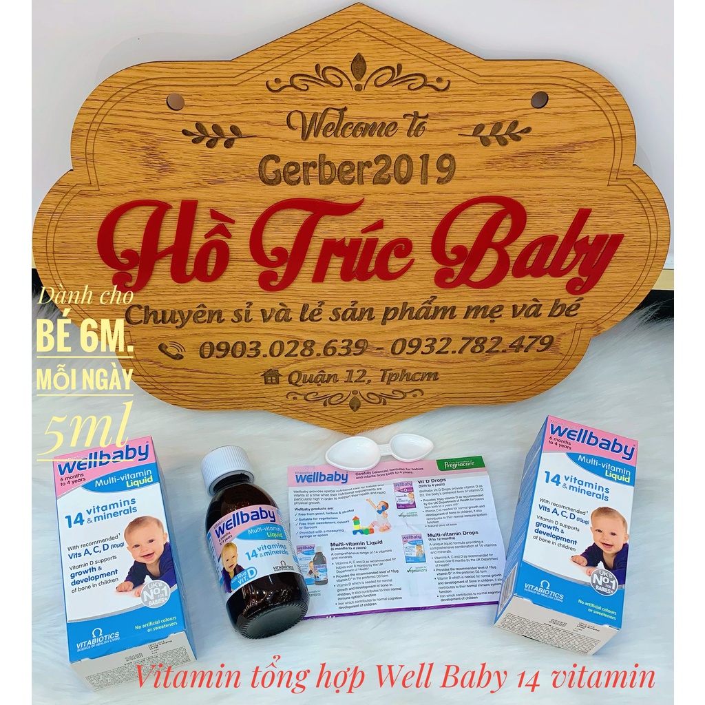Vitamin Tổng Hợp Cho Bé 6 tháng - 4 tuổi - Wellbaby Multivitamin liquid [UK] ( date T11/2023)
