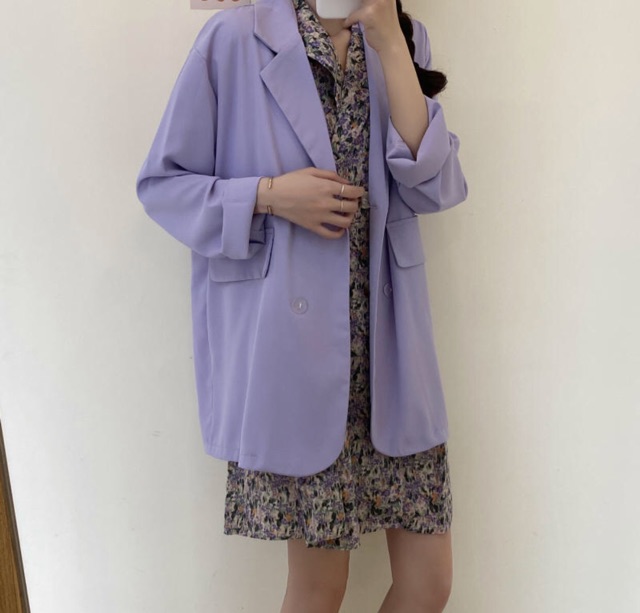 Áo Khoác Blazer/Vest Ulzzang Hàn Quốc Màu Tím/Be/Đen/Xanh/Trắng/Hồng Đất